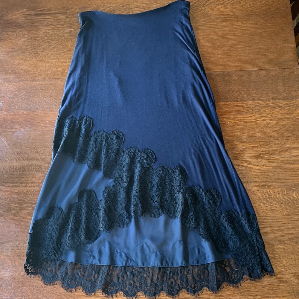Anthropologie Navy and Black Lace Skirt
